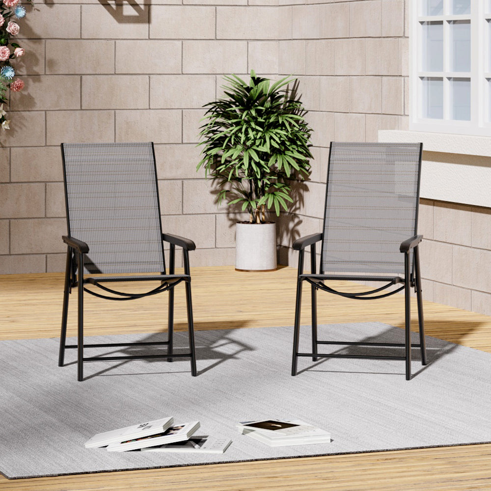 Metallic-Frame and Fabric Foldable Chairs Set of 2 — photo 4