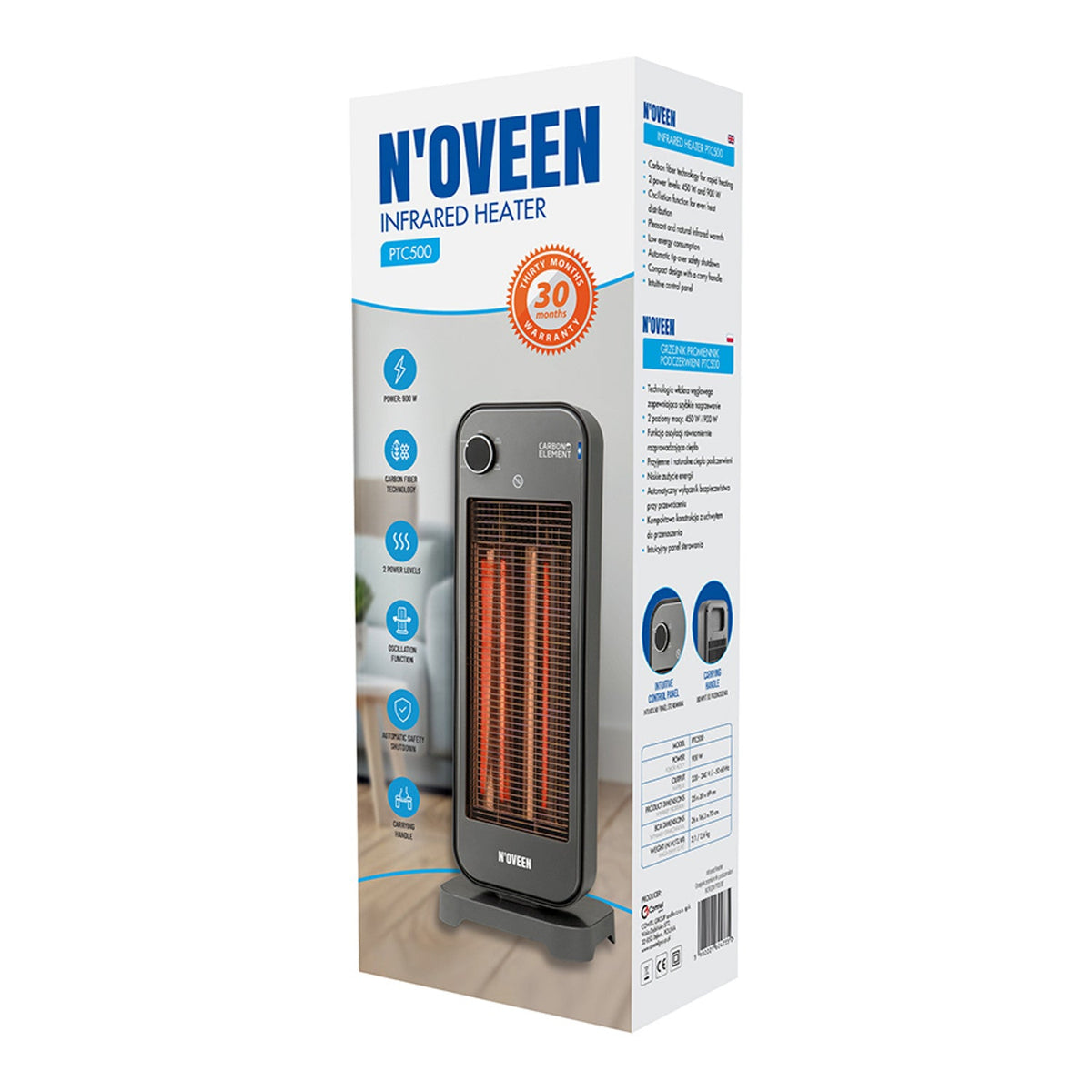 Noveen 900W Infrared Radiant Heater with 2 Heat Settings — photo 5