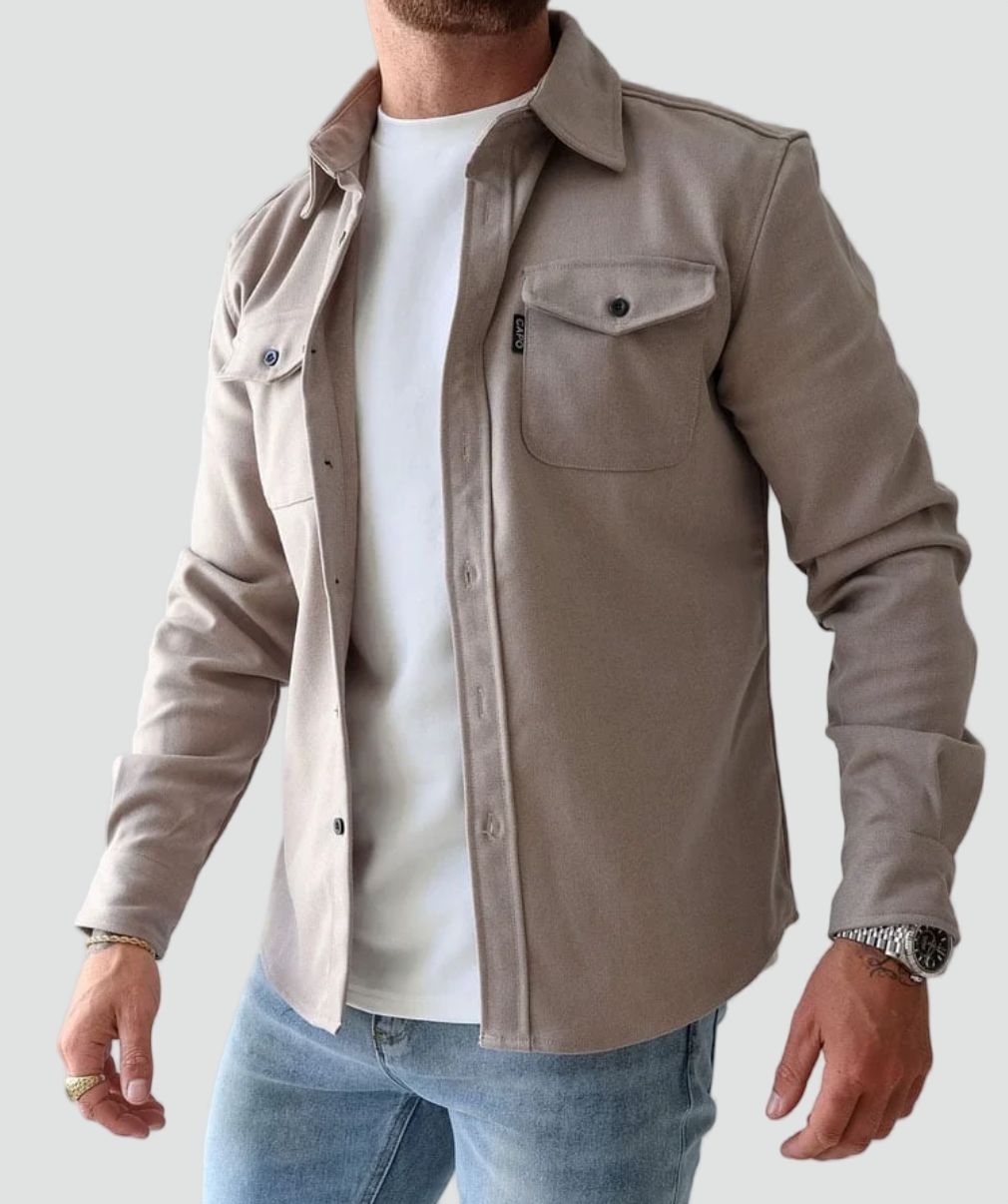 Men's Casual Shirt Jacket with Button Front and Chest Pockets — photo 1
