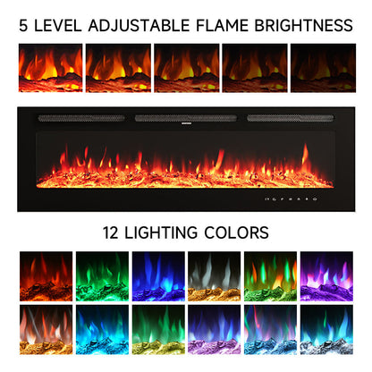 70/80 Inch Wall Mounted/Insert Electric Fireplace with 12 Colour Settings — photo 4