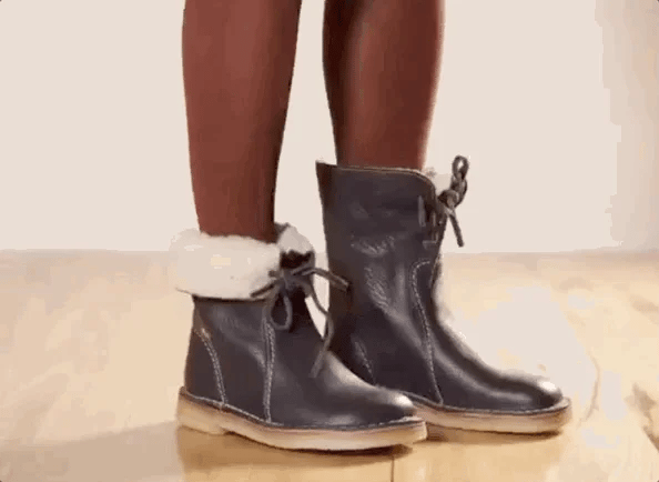 Waterproof Wool Lined Leather Winter Boots Lace Up Vintage Style Boots with Crepe Rubber Sole — photo 15