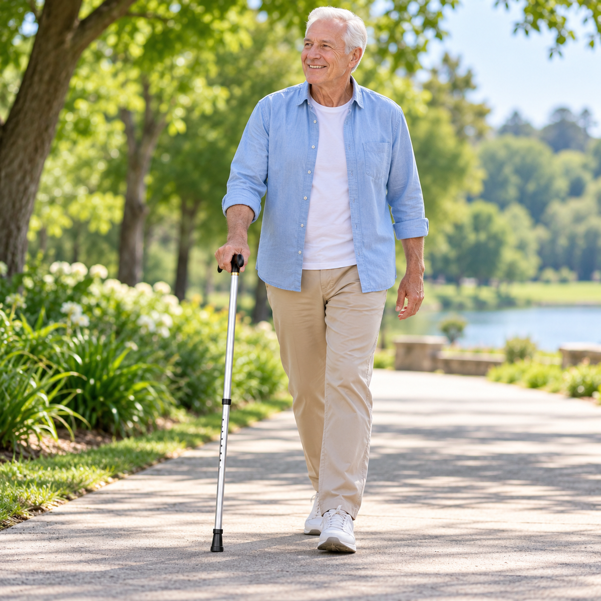 Adjustable Walking Cane Height Grip Foldable Stability — photo 6