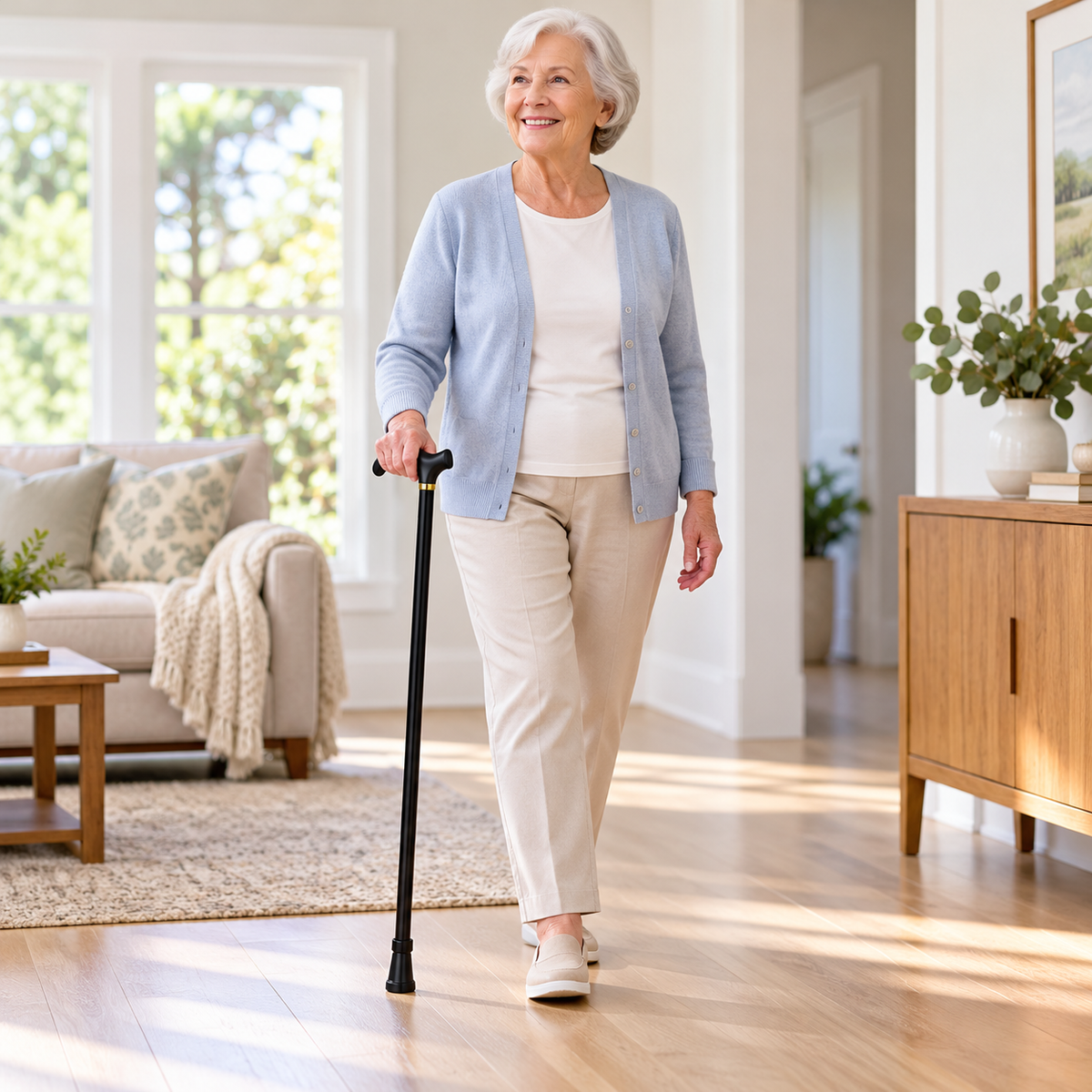 Adjustable Walking Cane Height Grip Foldable Stability — photo 4