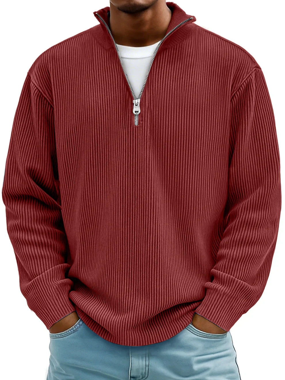 Nordspur | Marc Ribbed Knit Sweater with Zip Collar — photo 10