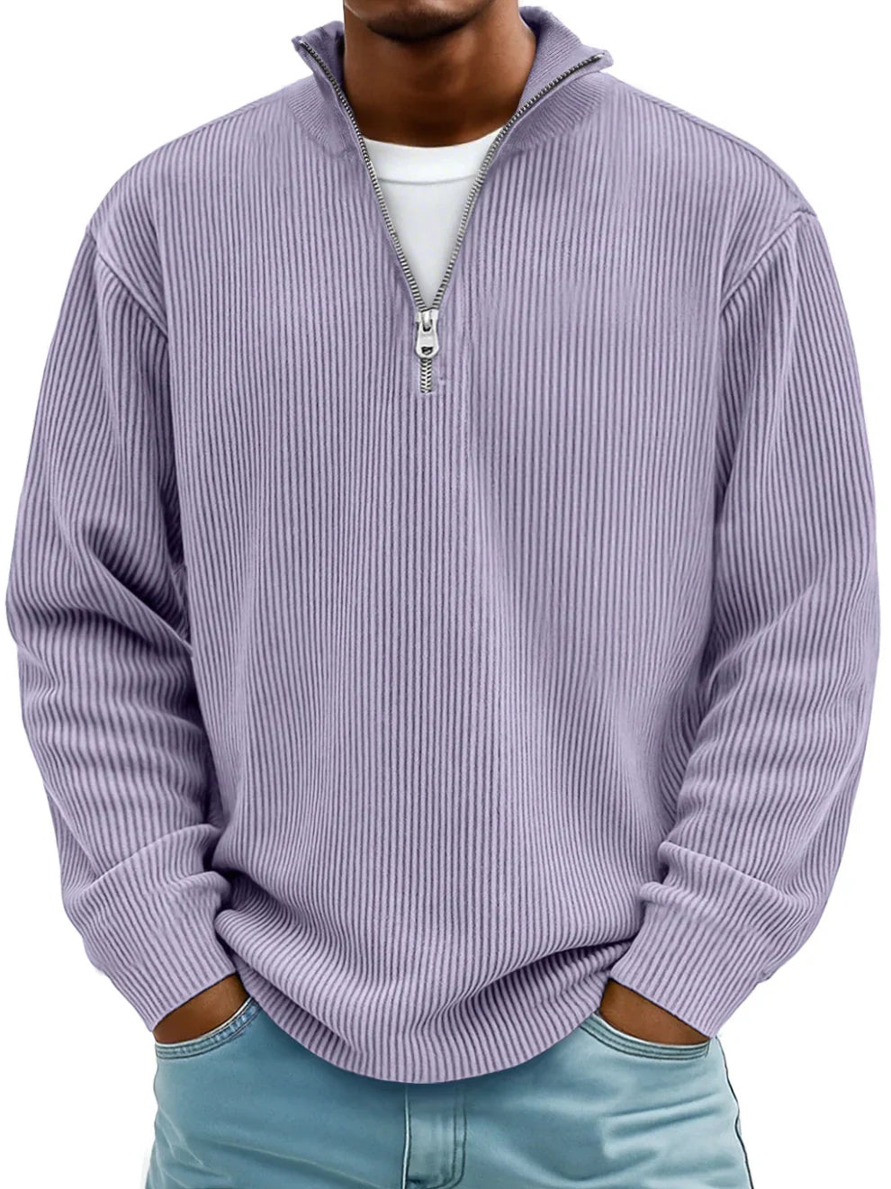 Nordspur | Marc Ribbed Knit Sweater with Zip Collar — photo 9