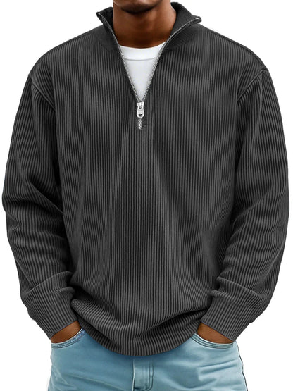 Nordspur | Marc Ribbed Knit Sweater with Zip Collar — photo 7