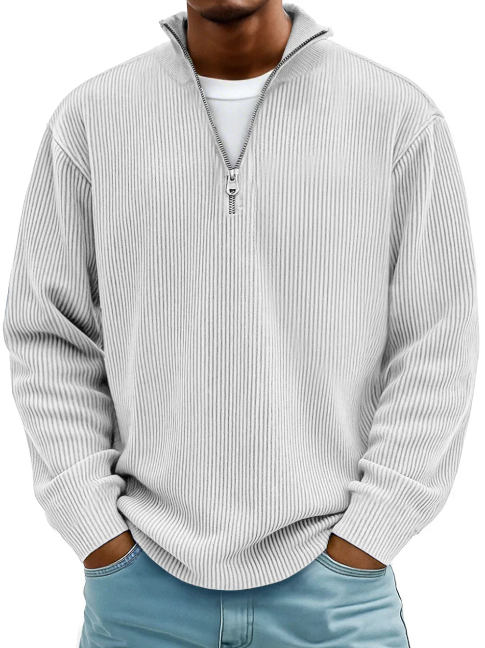 Nordspur | Marc Ribbed Knit Sweater with Zip Collar — photo 6