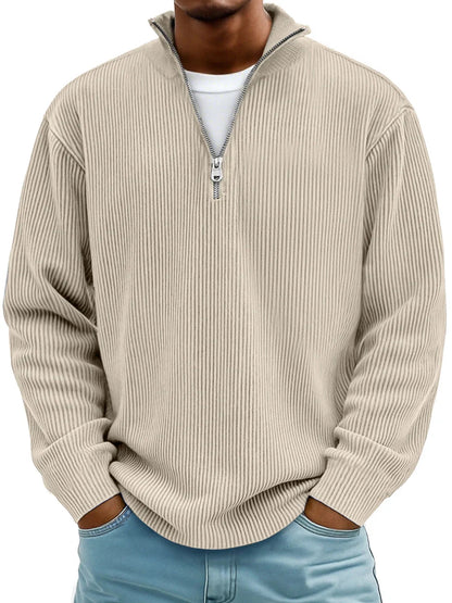 Nordspur | Marc Ribbed Knit Sweater with Zip Collar — photo 4