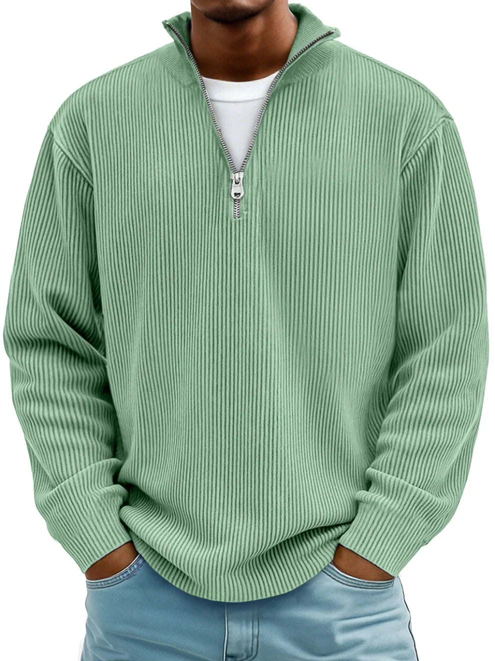 Nordspur | Marc Ribbed Knit Sweater with Zip Collar — photo 3