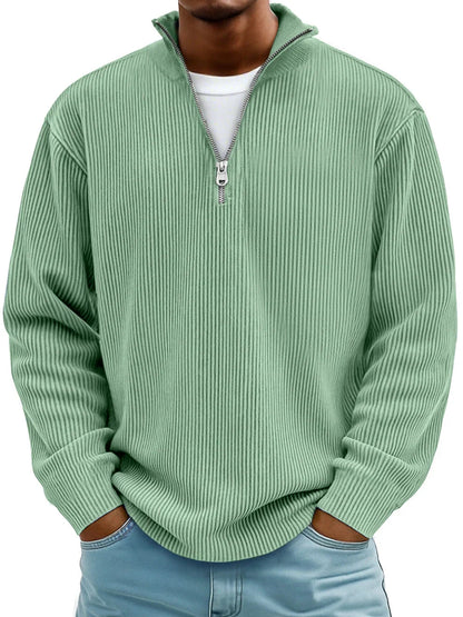 Nordspur | Marc Ribbed Knit Sweater with Zip Collar — photo 3