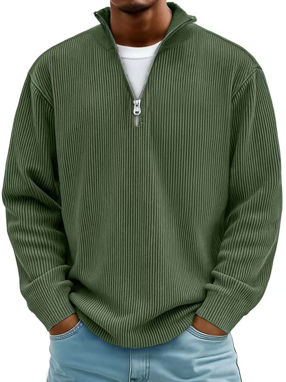 Nordspur | Marc Ribbed Knit Sweater with Zip Collar — photo 8