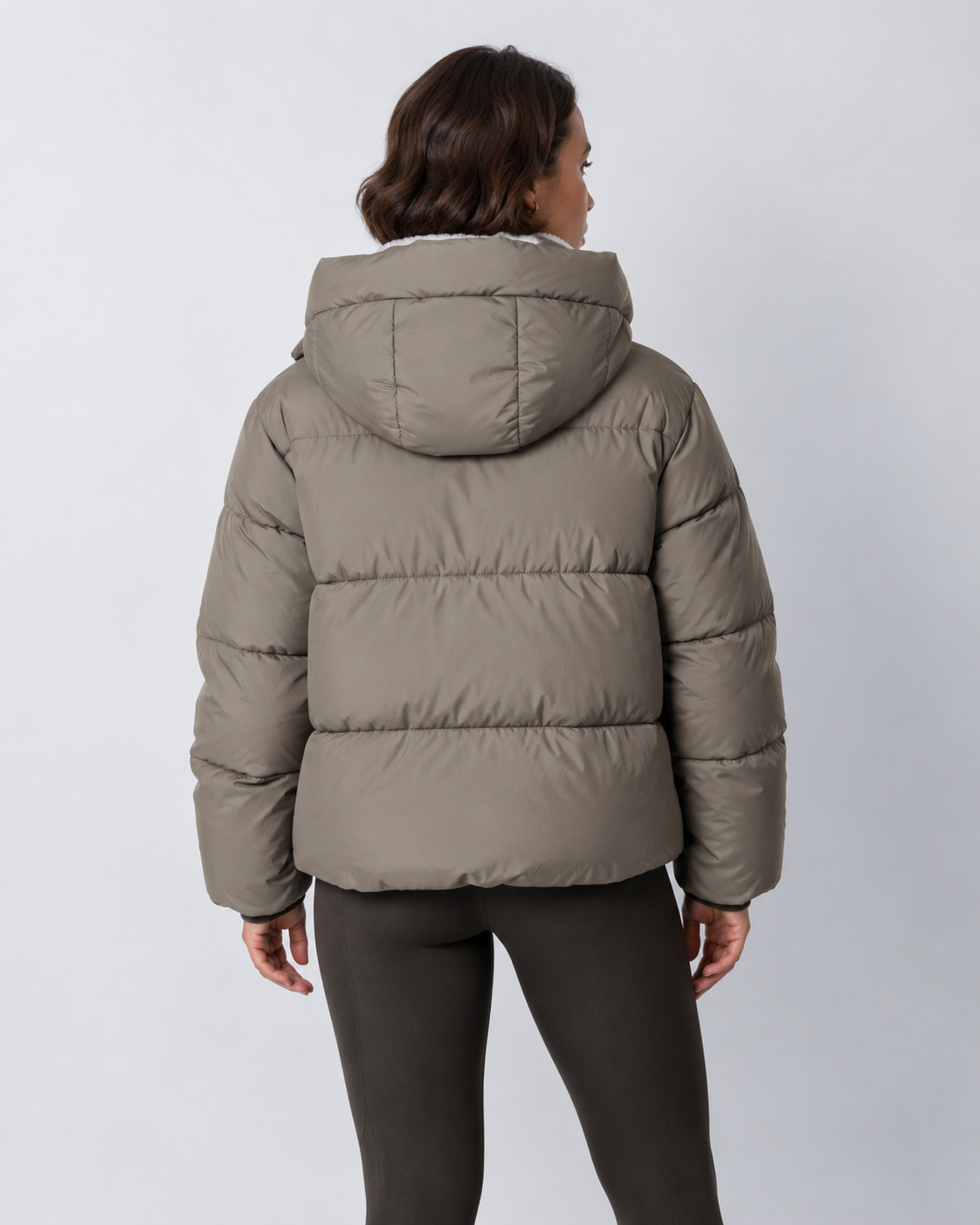 Women's Cropped Padded Puffer Jacket with Detachable Hood and Fleece Lining — photo 20