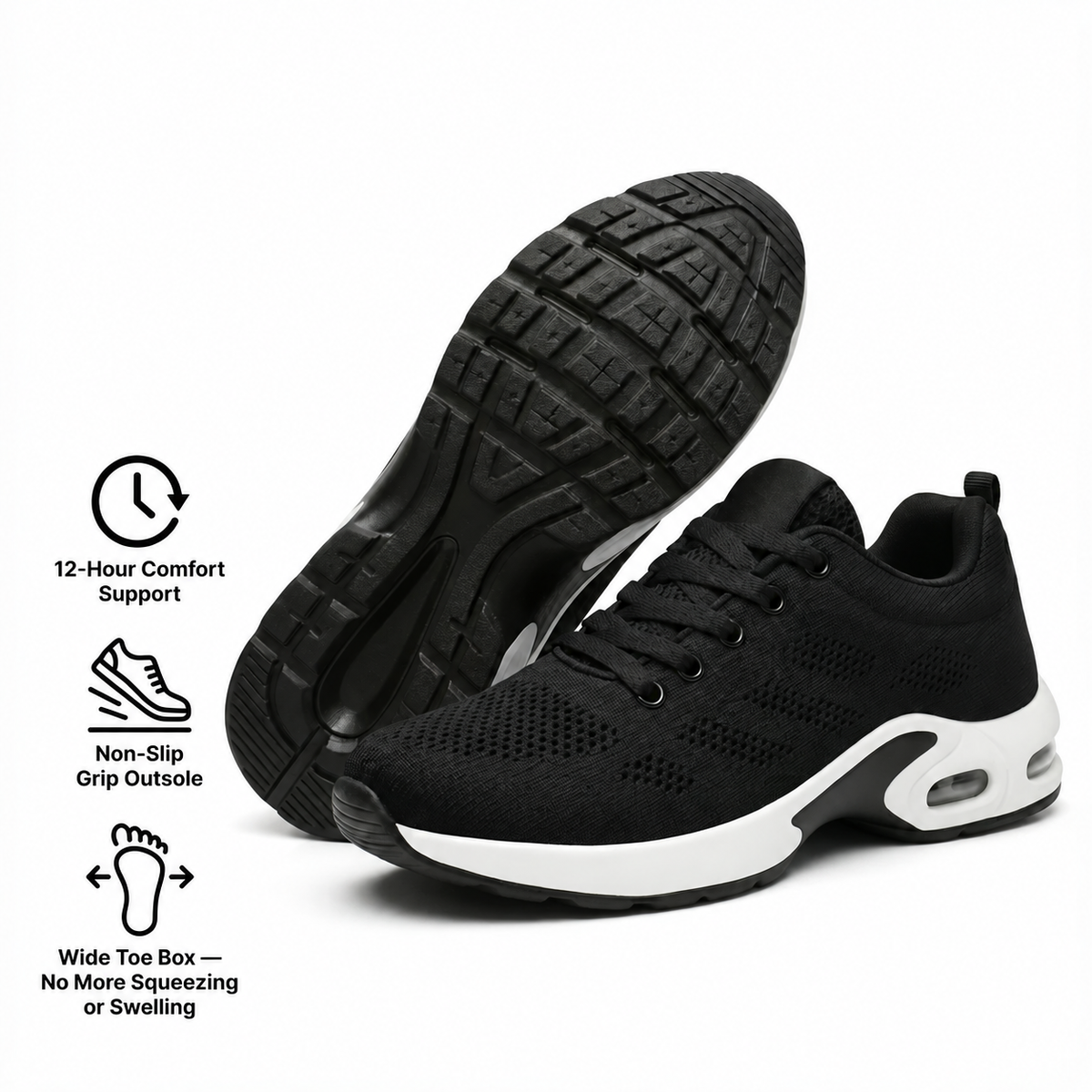 Perdepo™ — 12-Hour Shift Shoes for All-Day Foot, Knee & Back Pain Relief