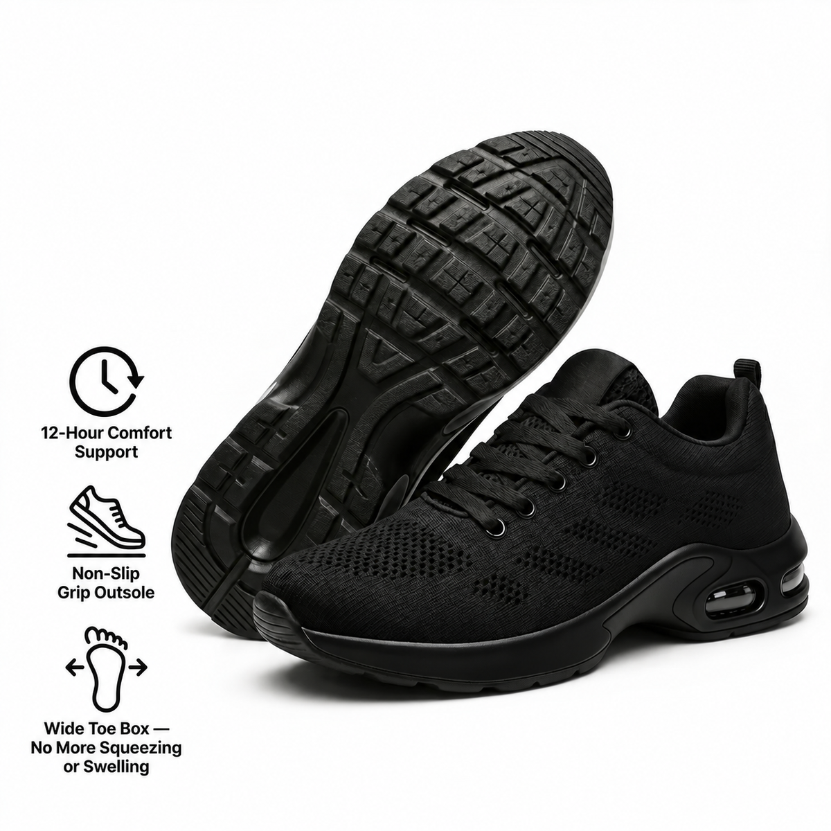 Perdepo™ — 12-Hour Shift Shoes for All-Day Foot, Knee & Back Pain Relief