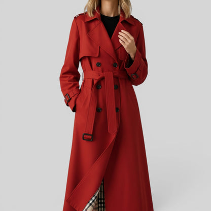 Double Breasted Belted Maxi Trench Coat with Storm Flap — photo 5