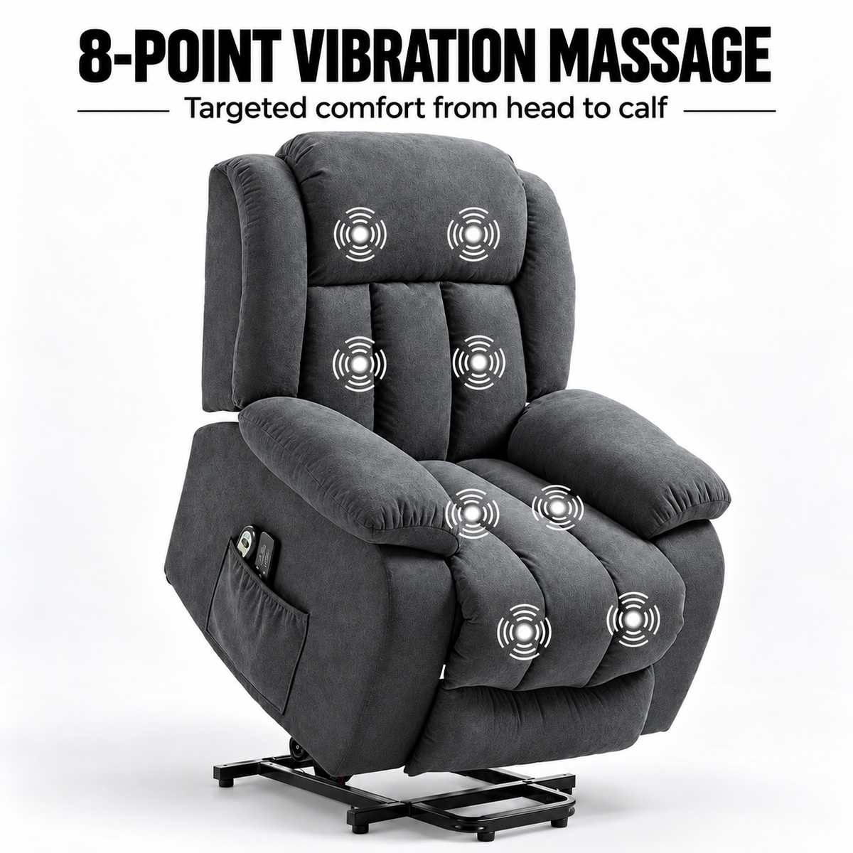 Electric Riser Recliner Chair with 8-Point Massage – Dark Grey — photo 6
