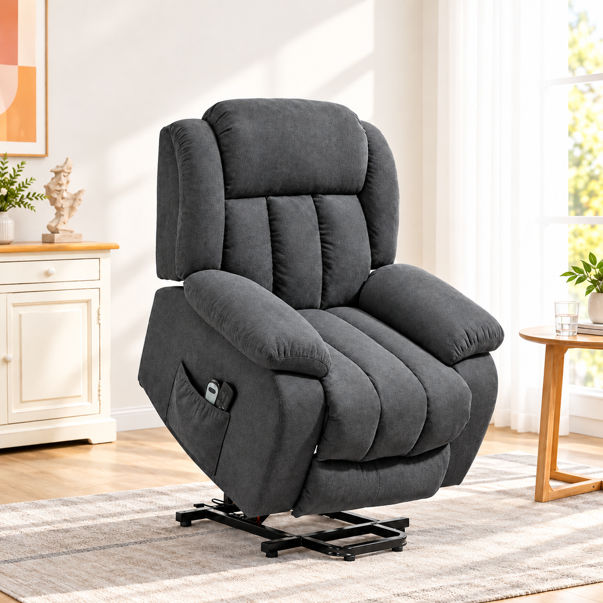 Electric Riser Recliner Chair with 8-Point Massage – Dark Grey — photo 1