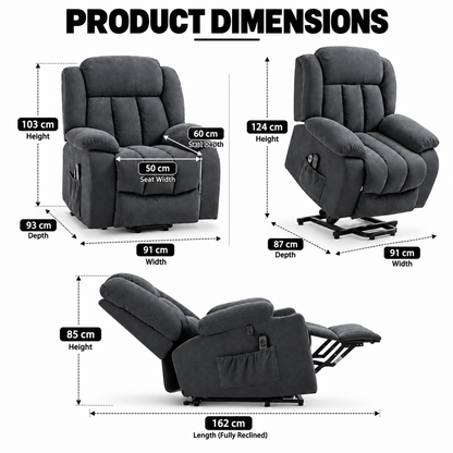 Electric Riser Recliner Chair with 8-Point Massage – Dark Grey — photo 2