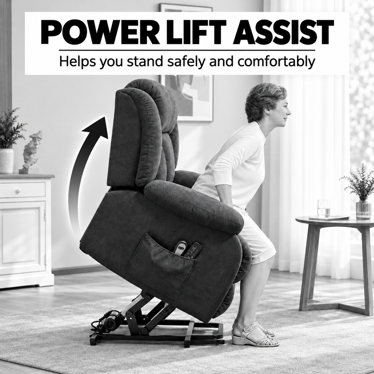 Electric Riser Recliner Chair with 8-Point Massage – Dark Grey — photo 5