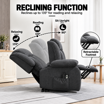 Electric Riser Recliner Chair with 8-Point Massage – Dark Grey — photo 3