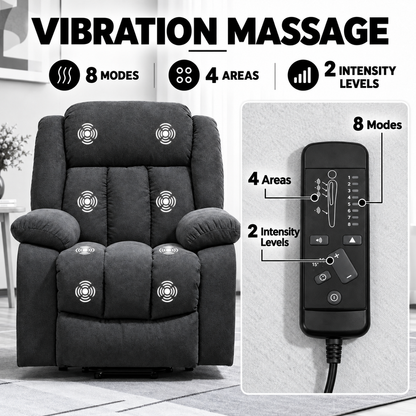 Electric Riser Recliner Chair with 8-Point Massage – Dark Grey — photo 4