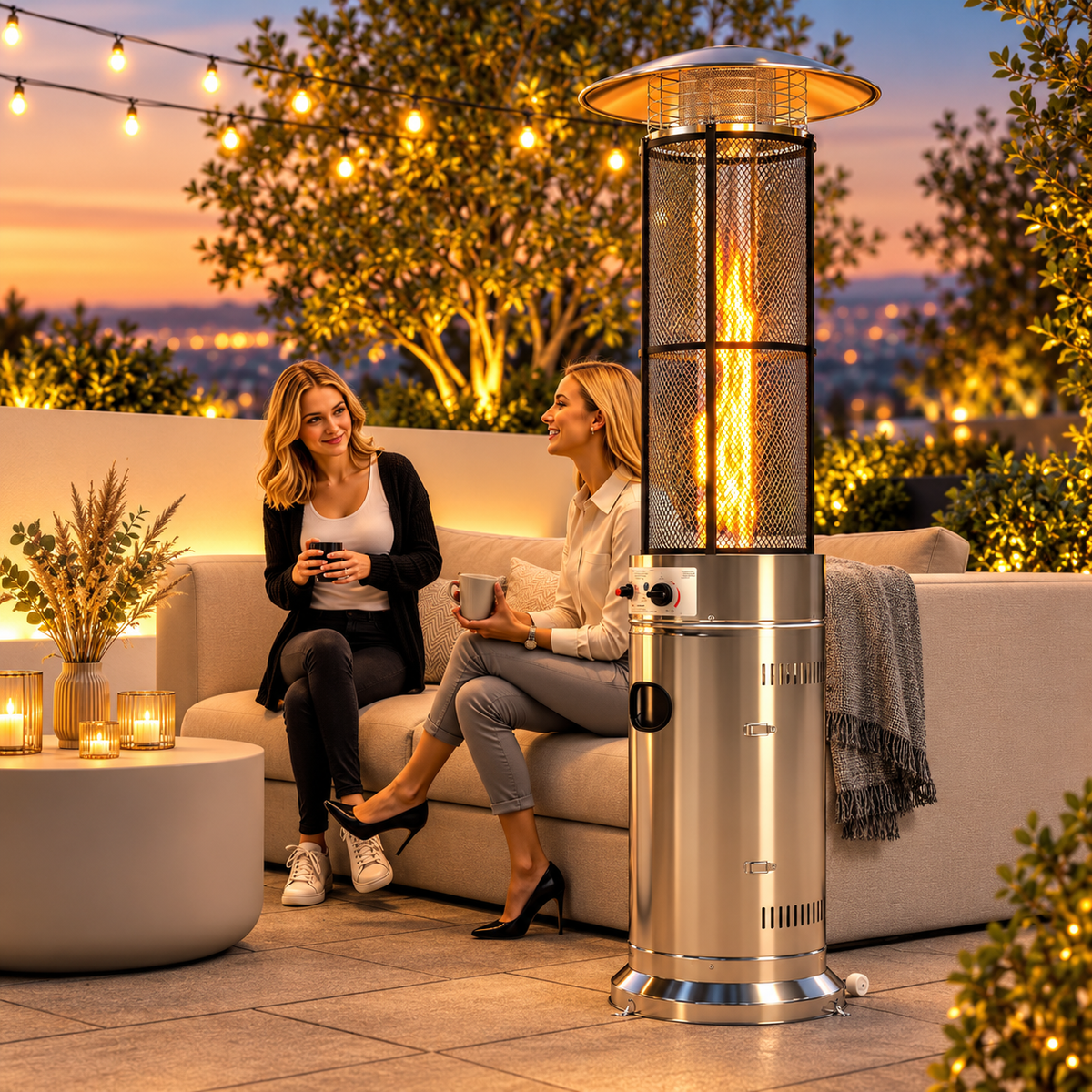 Gas Patio Heater with Wheels – Silver — photo 5