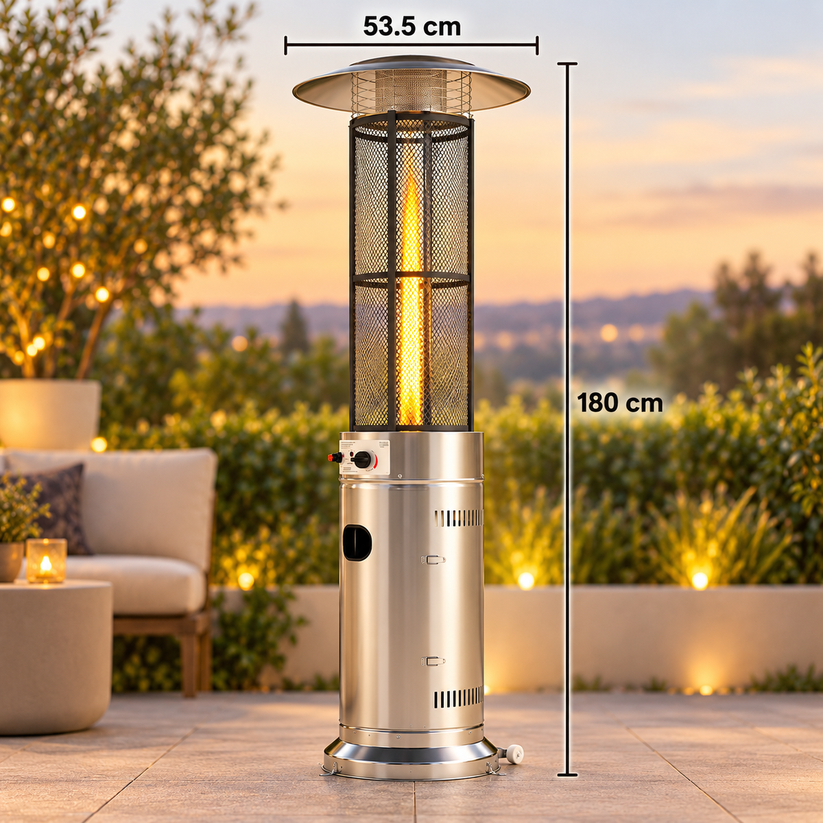 Gas Patio Heater with Wheels – Silver — photo 2