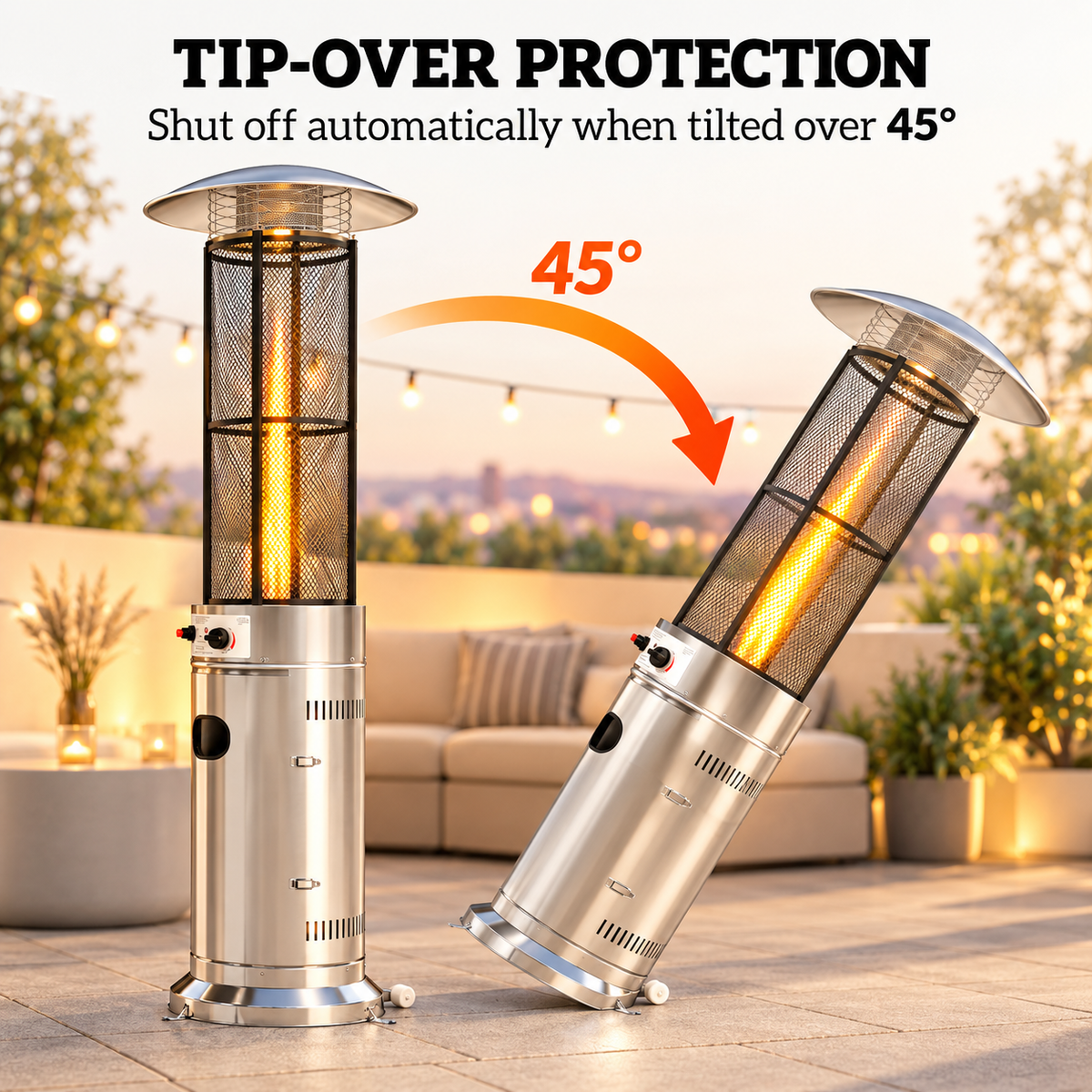 Gas Patio Heater with Wheels – Silver — photo 7