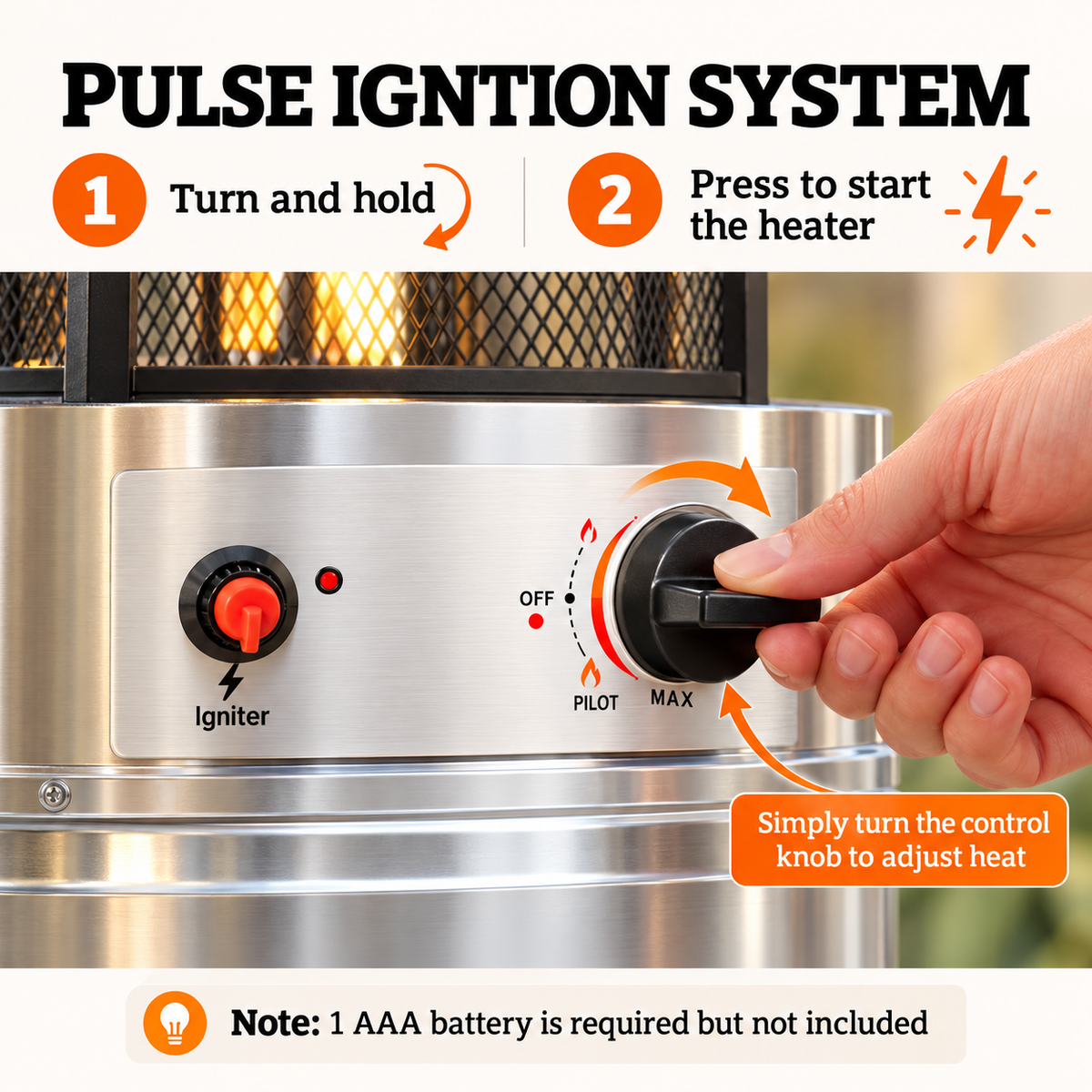 Gas Patio Heater with Wheels – Silver — photo 4