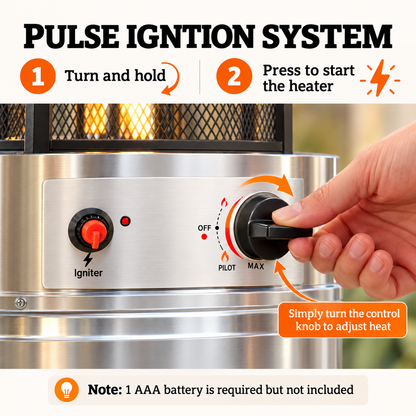 Gas Patio Heater with Wheels – Silver — photo 4