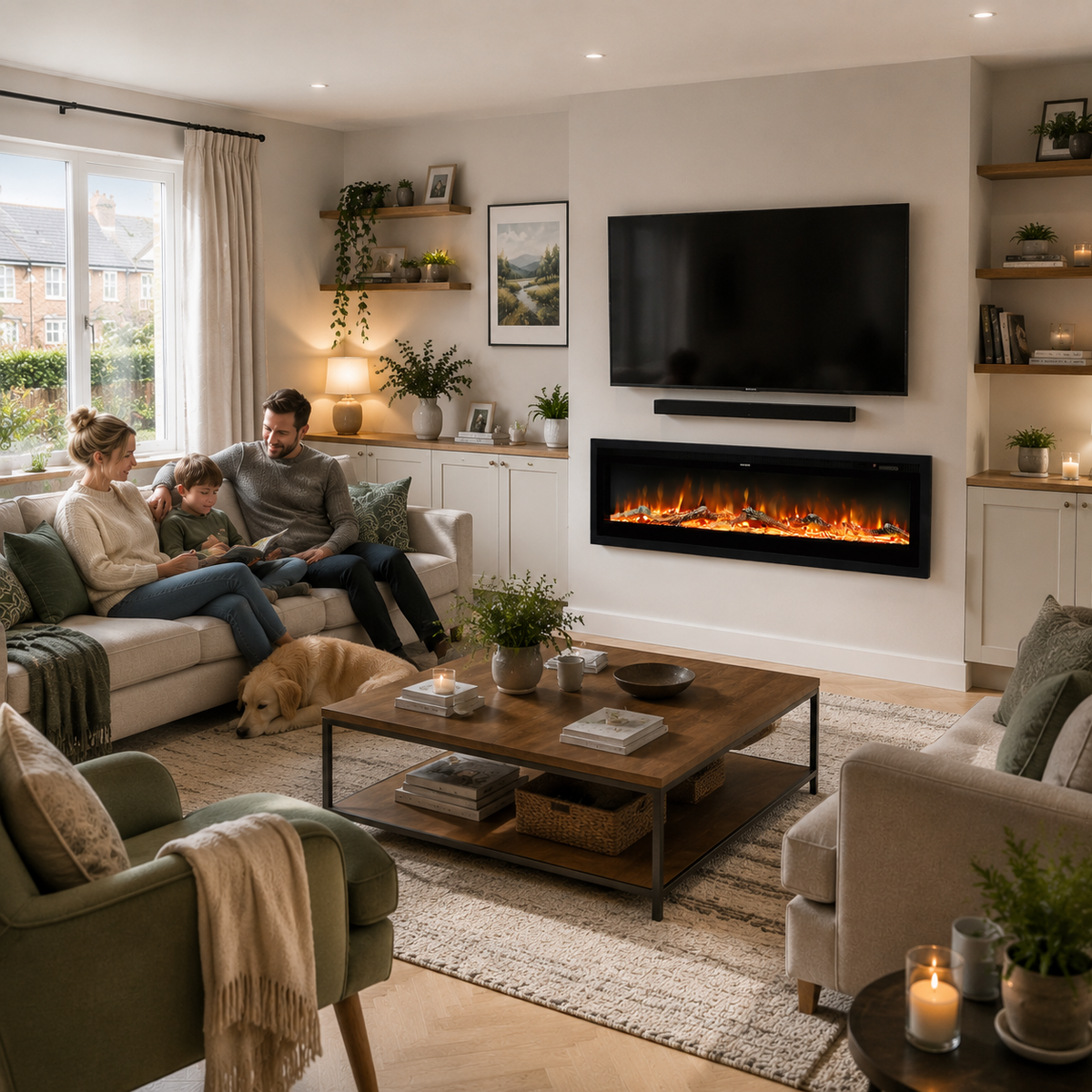 40/50/60 Inch Electric Fire with 12 Flame Colours & Remote Control — photo 2