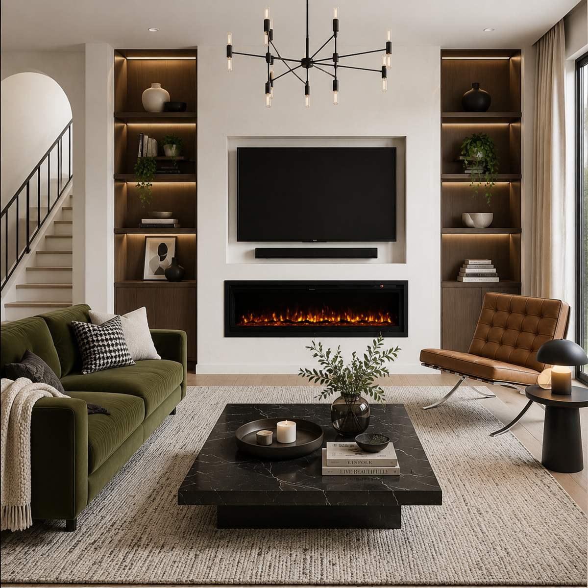 40/50/60 Inch Electric Fire with 12 Flame Colours & Remote Control — photo 3