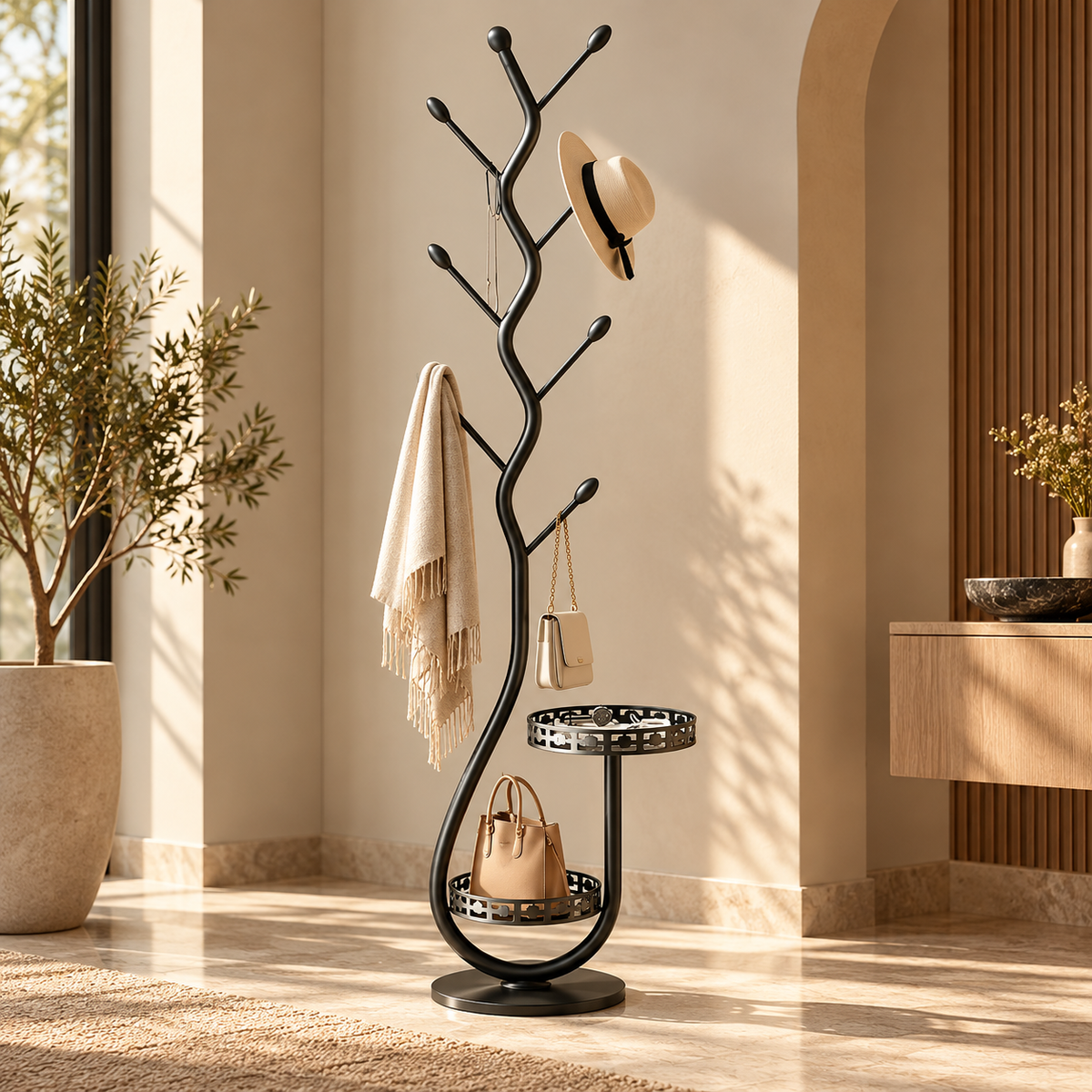 Coat Rack Storage Scandinavian Design Tree Shape — photo 1