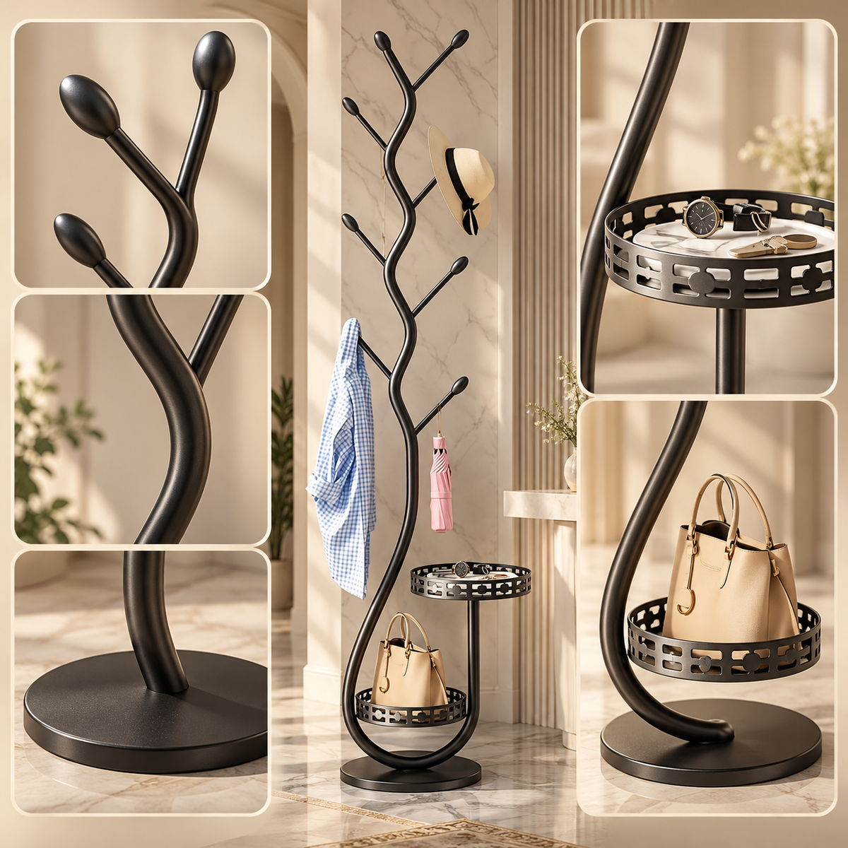 Coat Rack Storage Scandinavian Design Tree Shape — photo 3