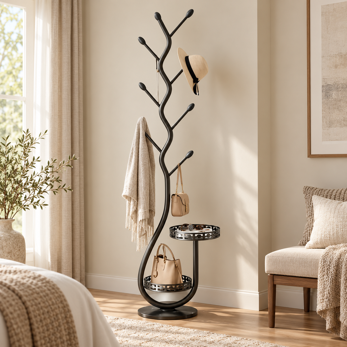 Coat Rack Storage Scandinavian Design Tree Shape — photo 4