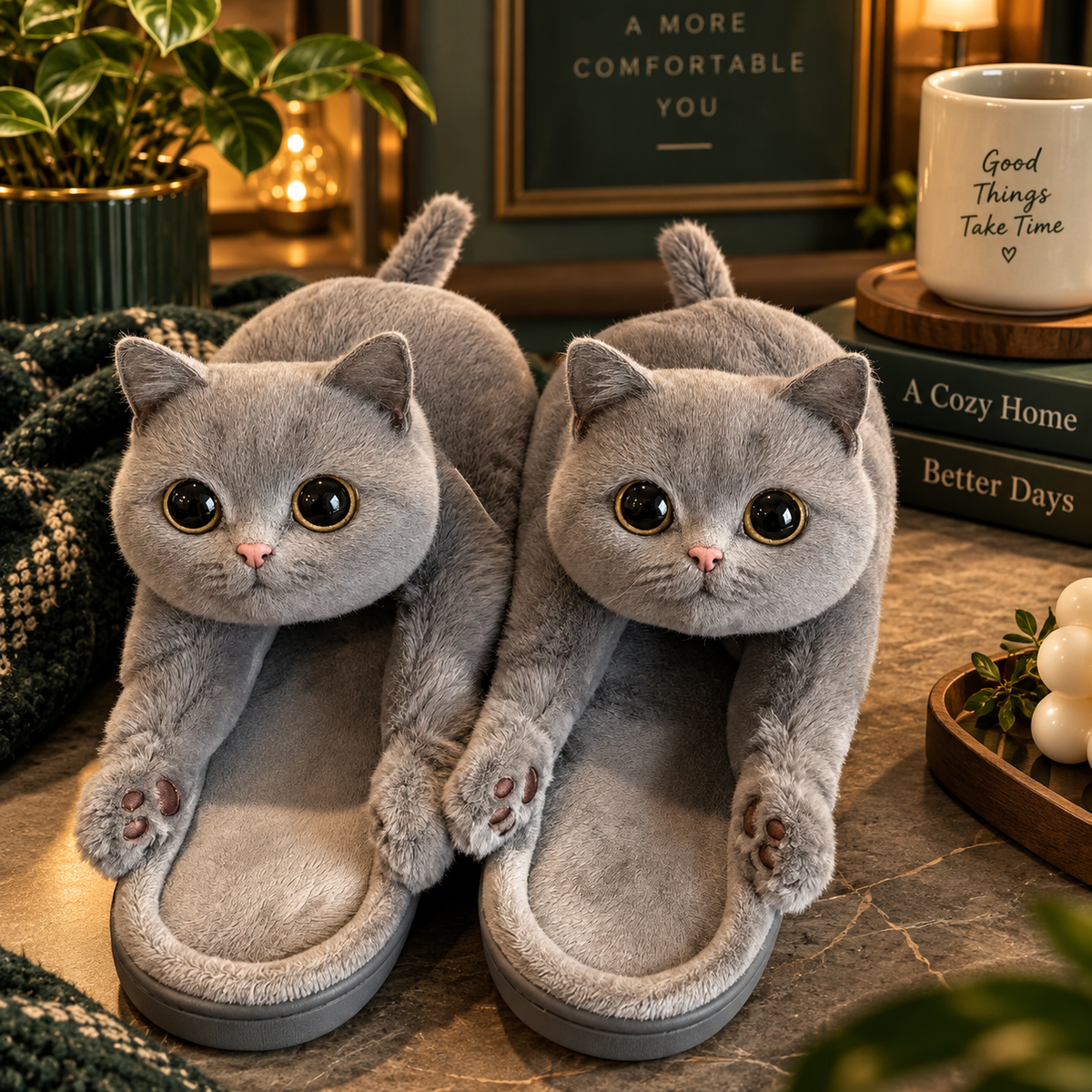 Plush Kitty Slide Slippers — photo 4