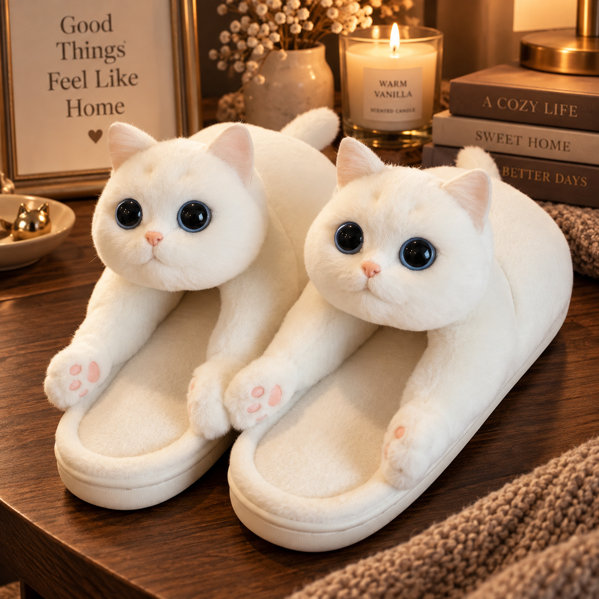 Plush Kitty Slide Slippers — photo 1