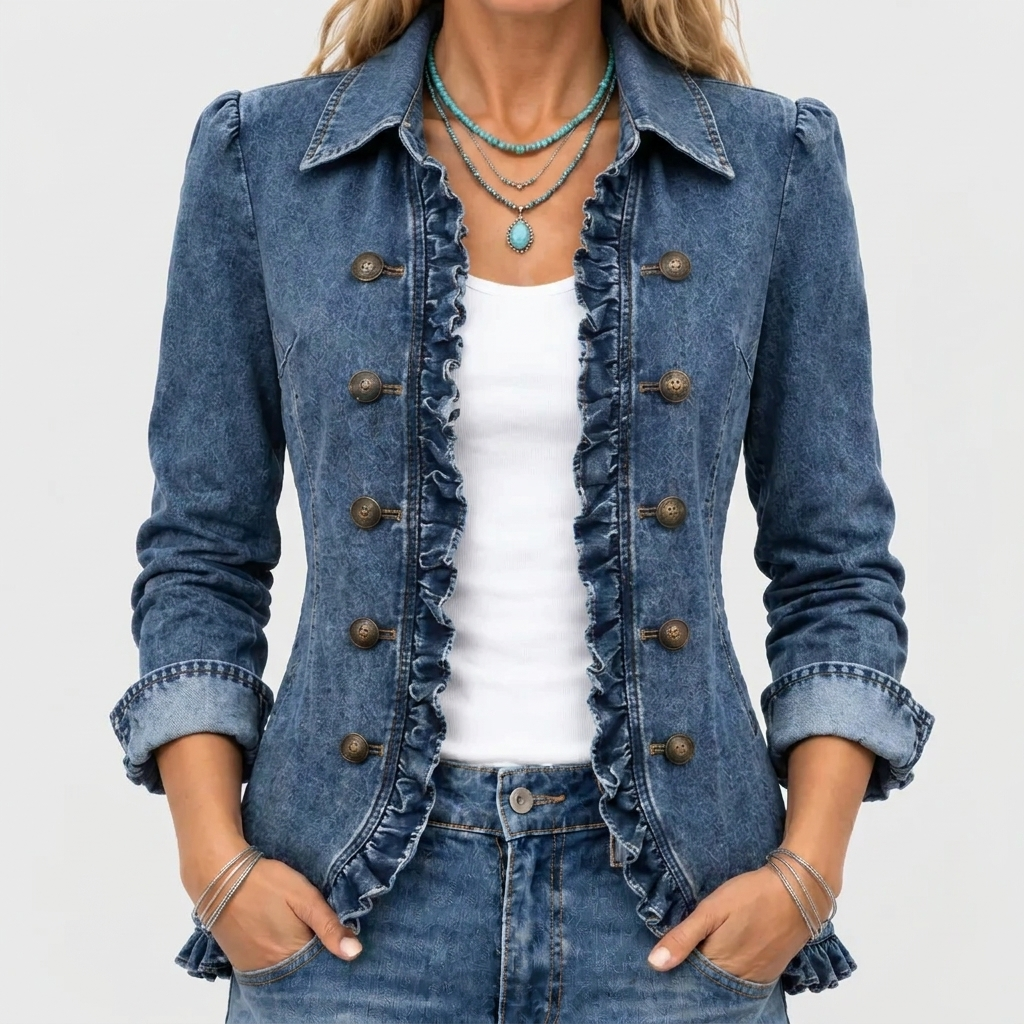 Western Inspired Ruffled Open Front Jacket — photo 1