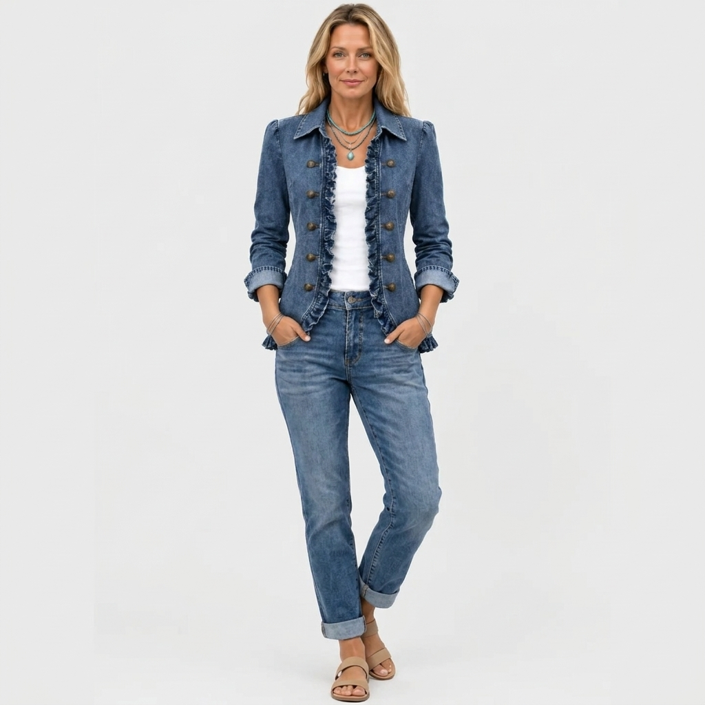 Western Inspired Ruffled Open Front Jacket — photo 3