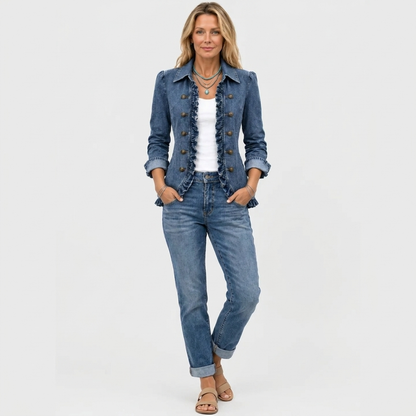 Western Inspired Ruffled Open Front Jacket — photo 3