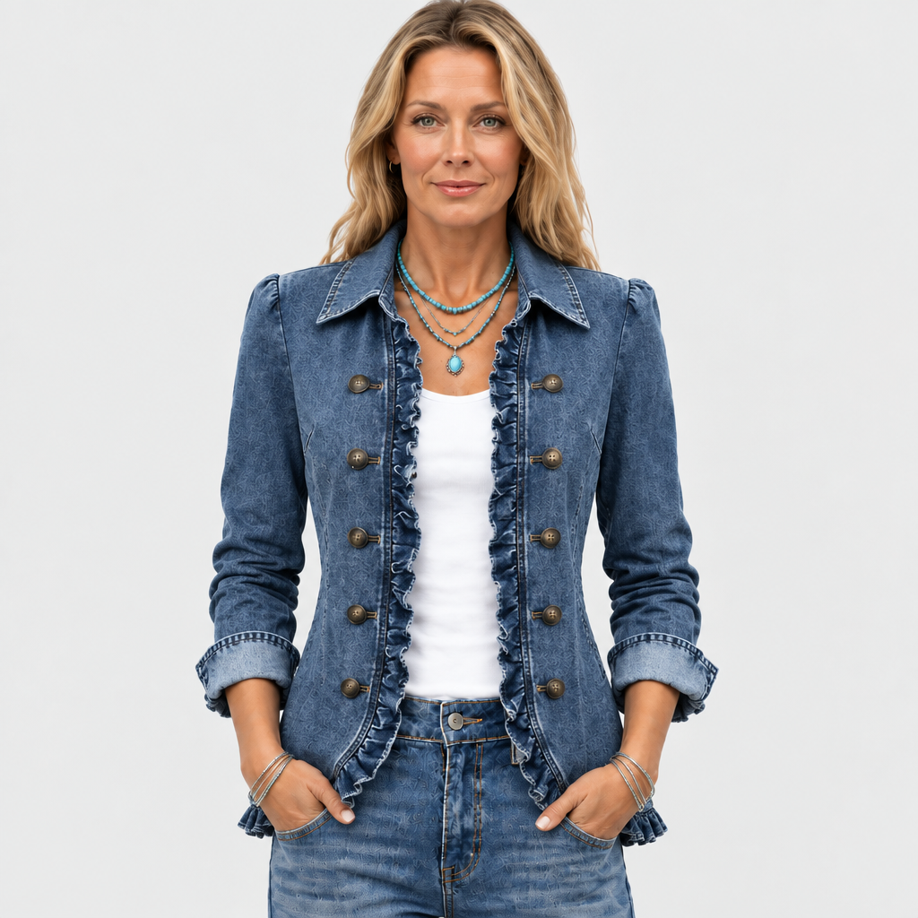 Western Inspired Ruffled Open Front Jacket — photo 2
