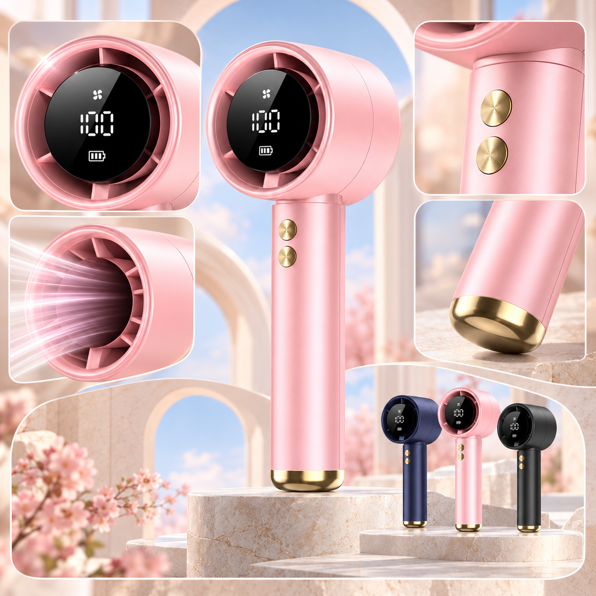 Digital Display Handheld Fan Quiet Rechargeable Portable — photo 5