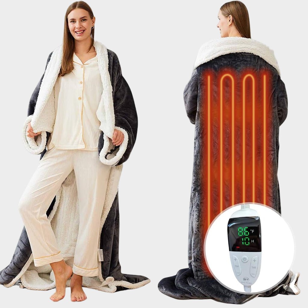 Electric Heated Blanket Wearable Sherpa Fleece Throw for Adults — photo 4