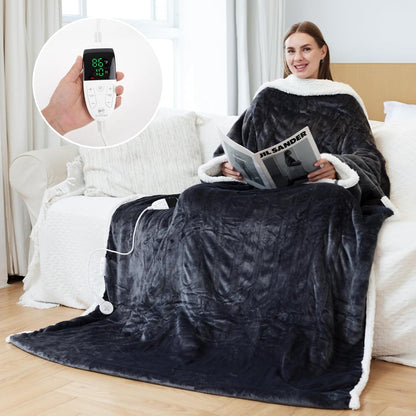 Wearable Electric Heated Blanket with Sherpa Fleece Lining, Sleeves & 6 Heat Settings — photo 3