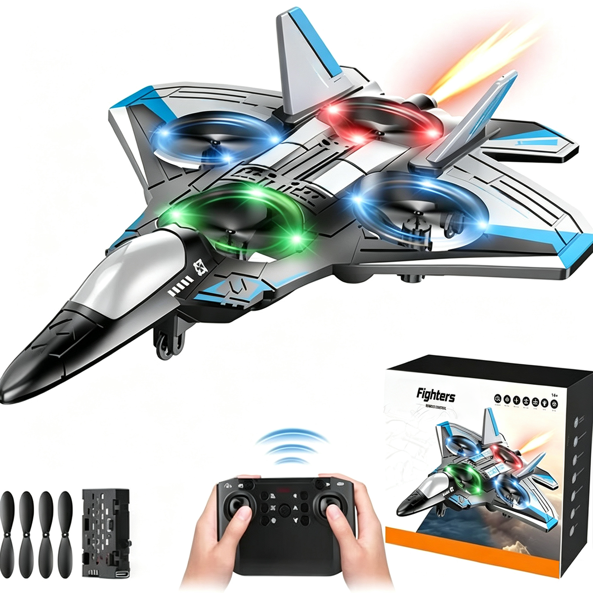 Remote-Controlled Flying Toy Jet with 360-Degree Loops and LED Lights, Shockproof — photo 11