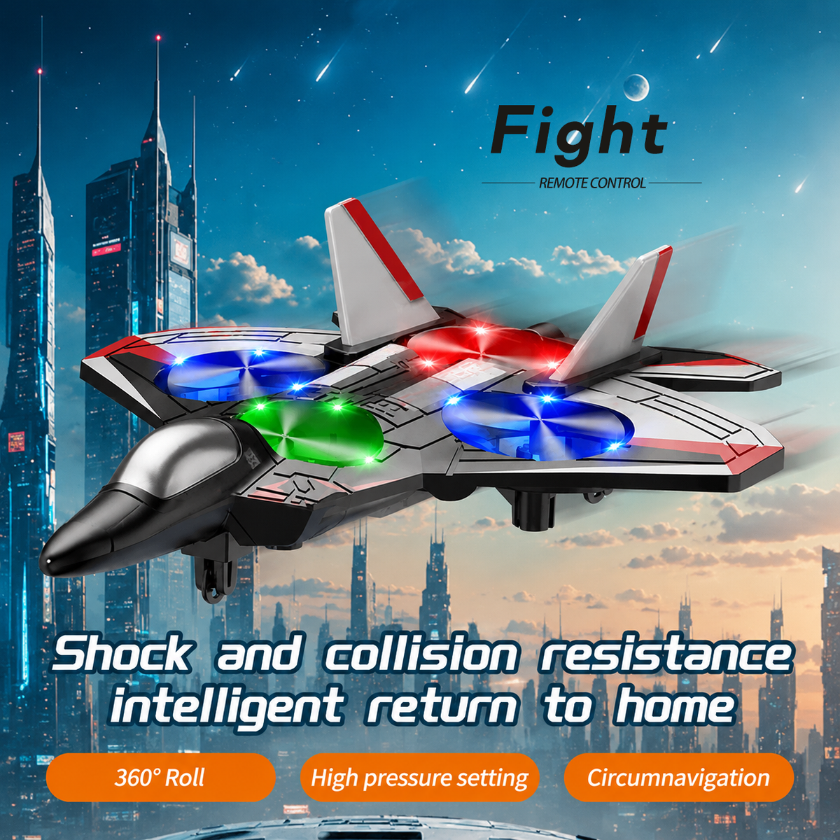 Remote-Controlled Flying Toy Jet with 360-Degree Loops and LED Lights, Shockproof — photo 4