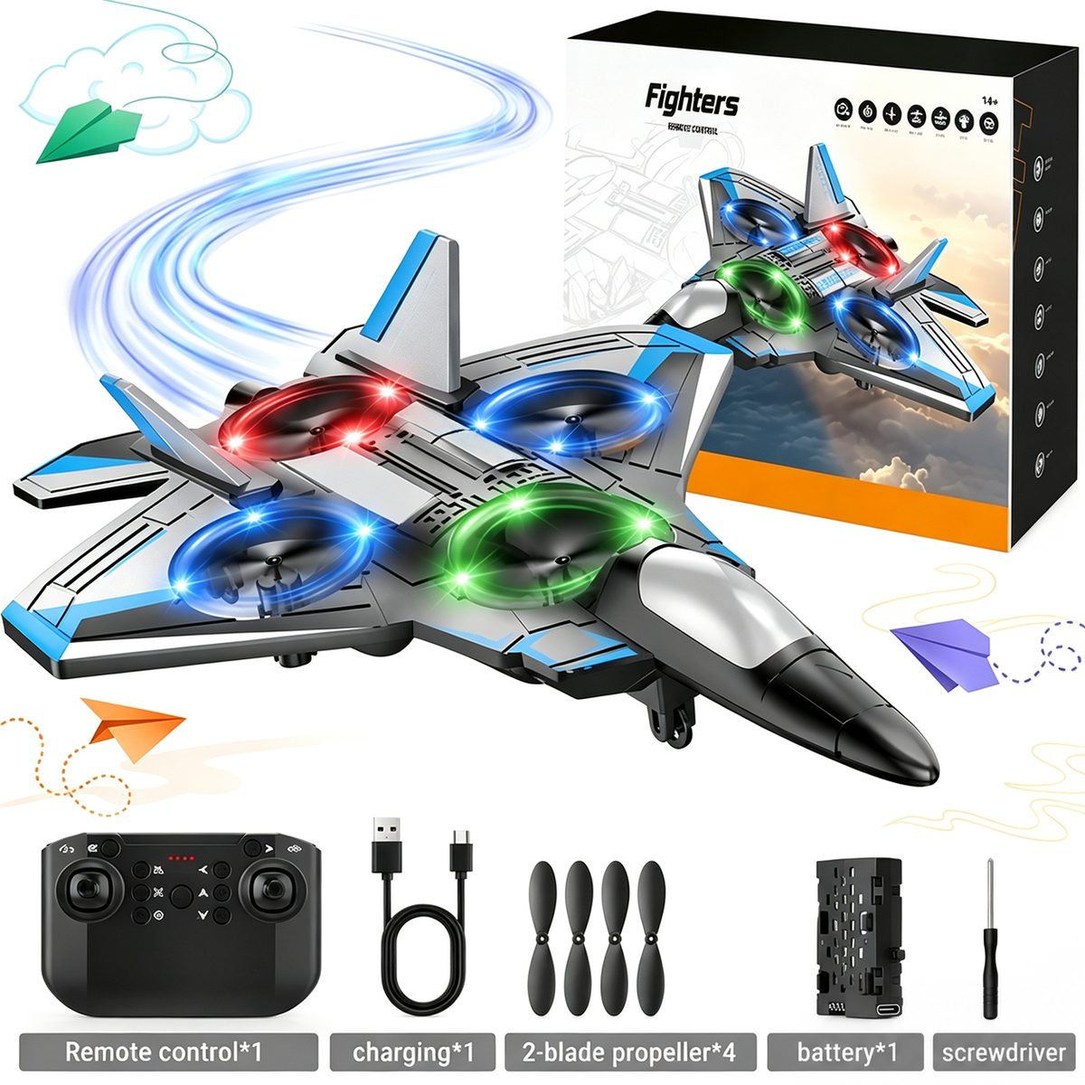 Remote-Controlled Flying Toy Jet with 360-Degree Loops and LED Lights, Shockproof — photo 9