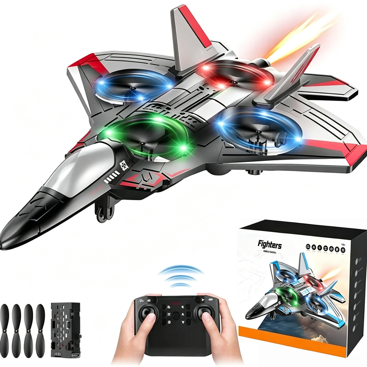 Remote-Controlled Flying Toy Jet with 360-Degree Loops and LED Lights, Shockproof — photo 10