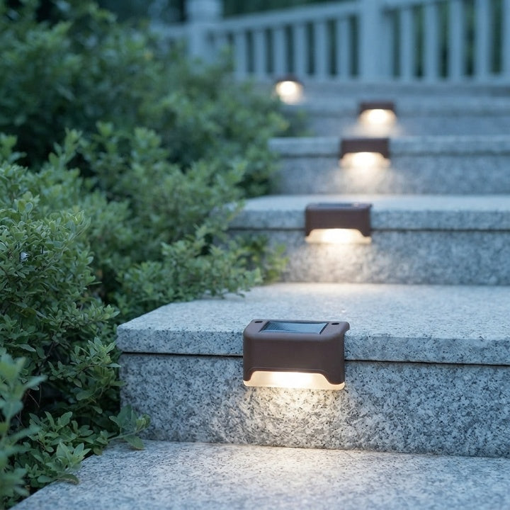 Solar Step Lights, 8-Piece Set with Dusk Sensor - Warm or Cool White — photo 6