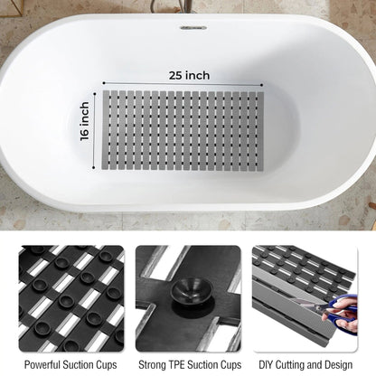 Non-Slip Bath Mat with Suction Cups and Drain Holes – Soft TPE Shower & Bathtub Mat, 16 x 25 in, 4 Colours — photo 12